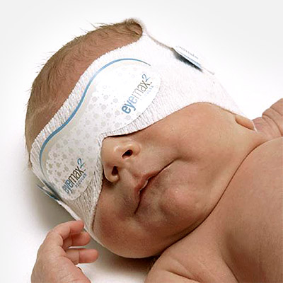 Baby wearing eye mask